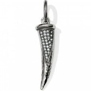 Brighton Horn Embedded crystals hammered silver amulet charm   NWOT